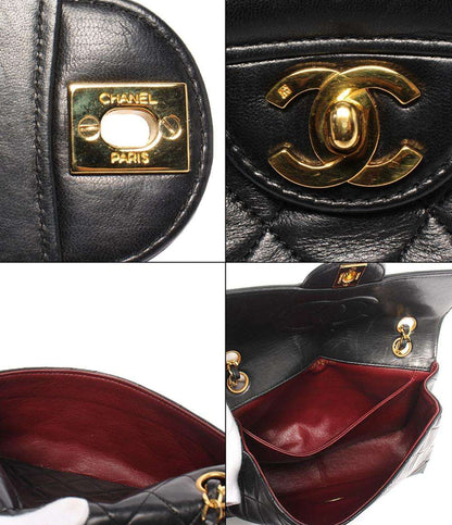 CHANEL ショルダーバッグ ダブルチェーン シングルフラップ ゴールド金具 ラムスキン 肩掛け マトラッセ メンズ シャネル