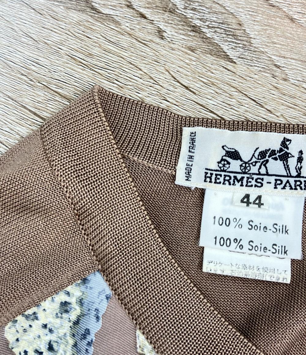 エルメス ミネロー 鉱物 プリント セリエボタン シルク カーディガン レディース SIZE 44 (L) HERMES