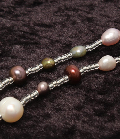 ロングネックレス 淡水マルチカラーパール レディース