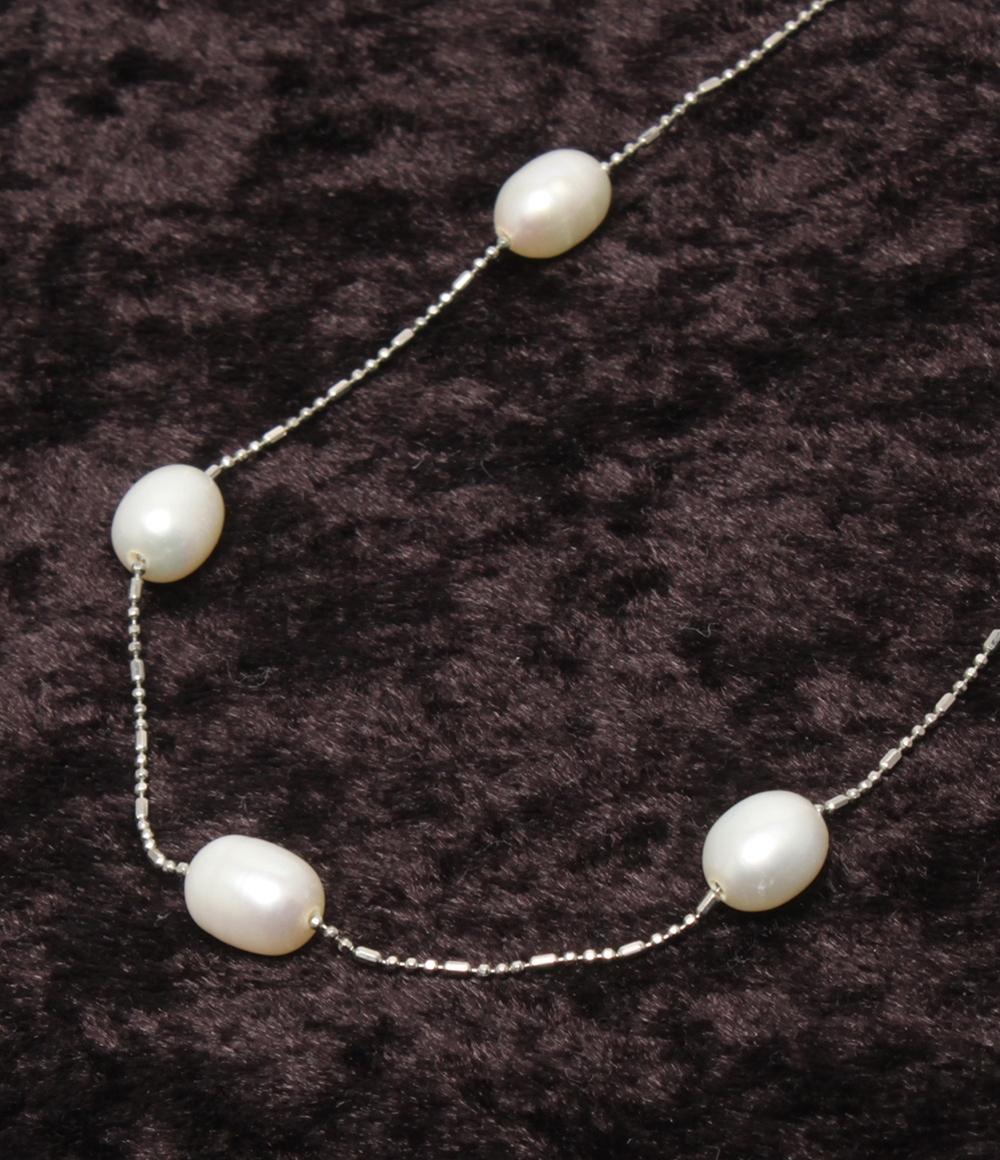 美品 ネックレス 淡水パール6×7mm ステーション レディース