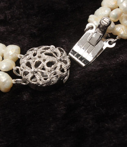 3連ネックレス 淡水パール レディース