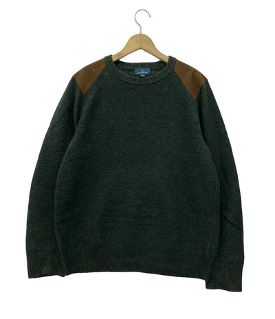 ブルックスブラザーズ 流しニット クルーネック 肩レザー メンズ SIZE S Brooks Brothers