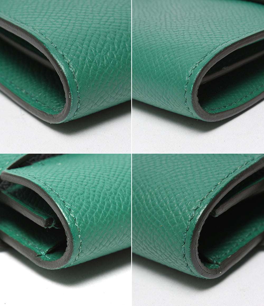 HERMES 長財布 シルバー金具 A刻印 ヴォーエプソン ヴェールジェイド ケリー ウォレット ロング レディース エルメス