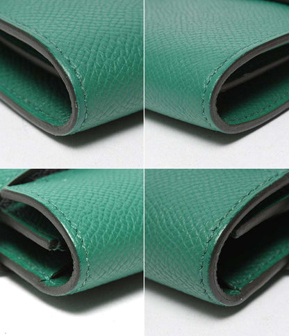 HERMES 長財布 シルバー金具 A刻印 ヴォーエプソン ヴェールジェイド ケリー ウォレット ロング レディース エルメス