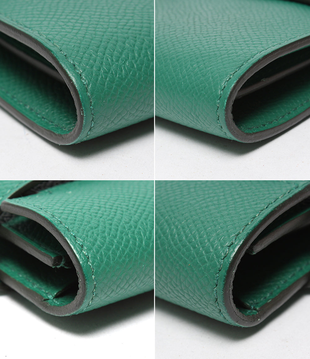 HERMES 長財布 シルバー金具 A刻印 ヴォーエプソン ヴェールジェイド ケリー ウォレット ロング レディース エルメス
