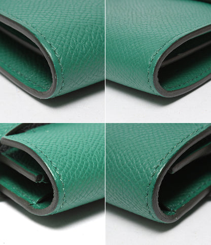HERMES 長財布 シルバー金具 A刻印 ヴォーエプソン ヴェールジェイド ケリー ウォレット ロング レディース エルメス