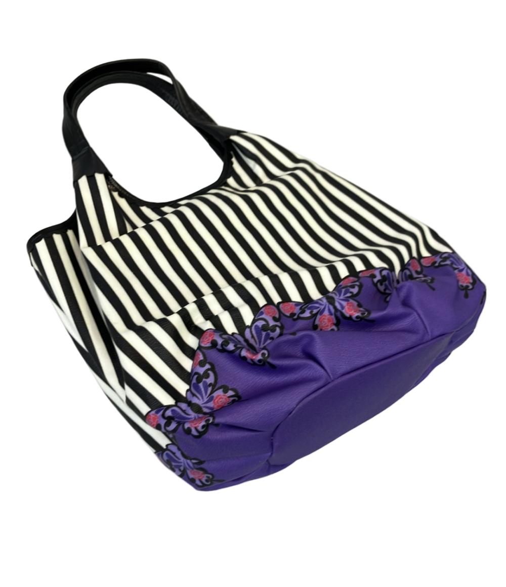 ANNA SUI トートバッグ 肩掛け ストライプ柄 バタフライ レディース アナスイ