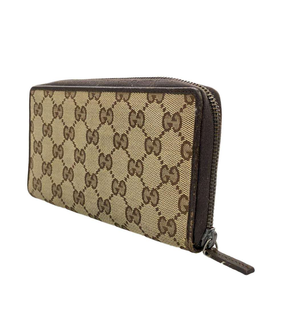 GUCCI ラウンドファスナー長財布 レザー GGキャンバス 112724 3731 レディース グッチ