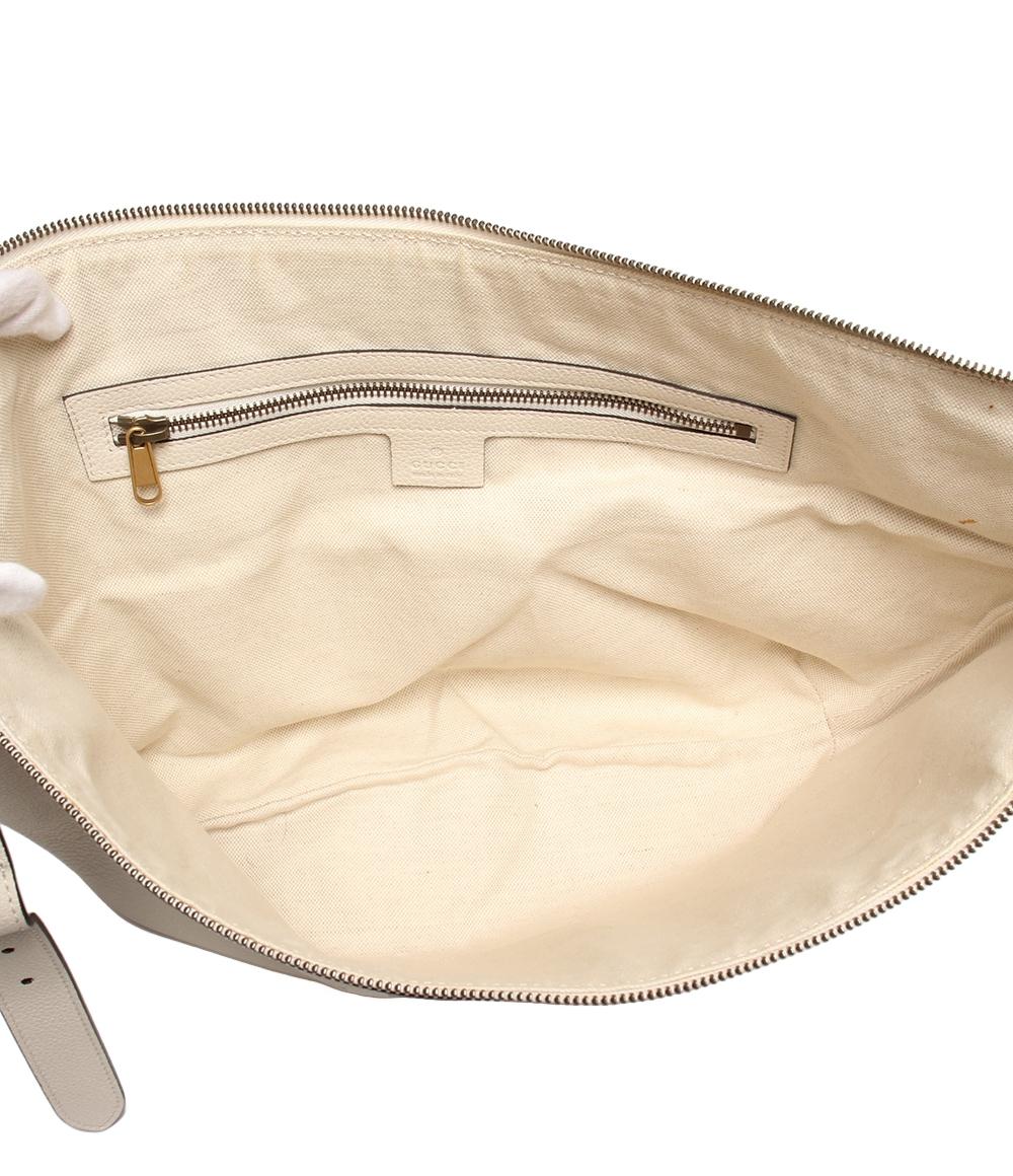 GUCCI / グッチ | ハーフムーン レザー ワンショルダーバッグ | ベージュ | レディース 中古・古着通販】GUCCI (グッチ) ロゴプリント ハーフムーン レザー