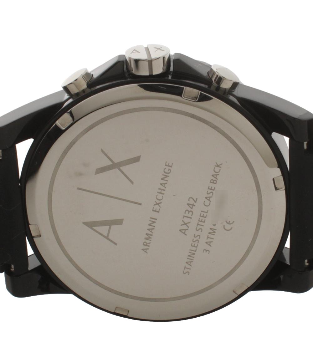 美品 ARMANI EXCHANGE 腕時計 クオーツ ブラック AX1342 メンズ アルマーニエクスチェンジ