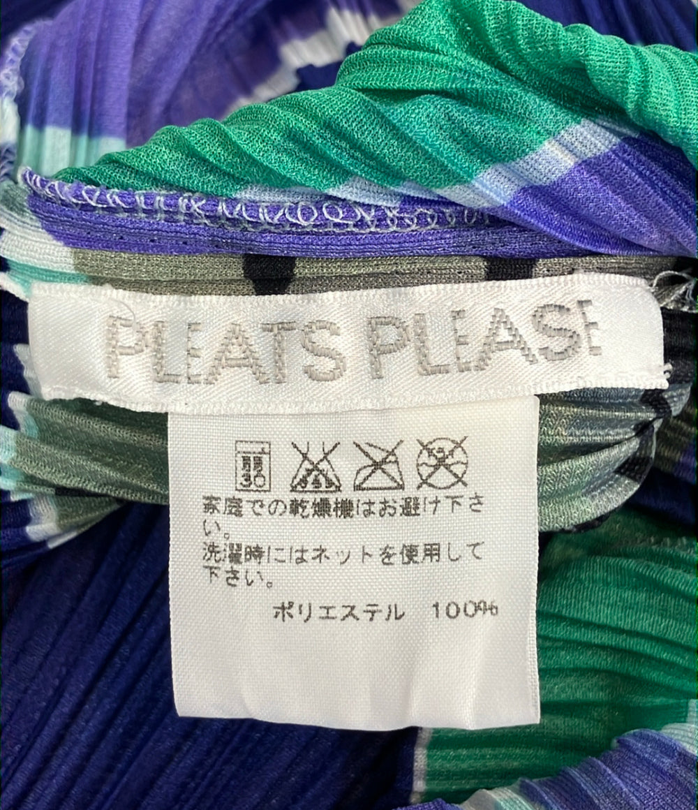 美品 PLEATS PLEASE プリーツノースリーブワンピース モダンアート pp53-jh543 レディース SIZE 4 (XL) プリーツプリーズ