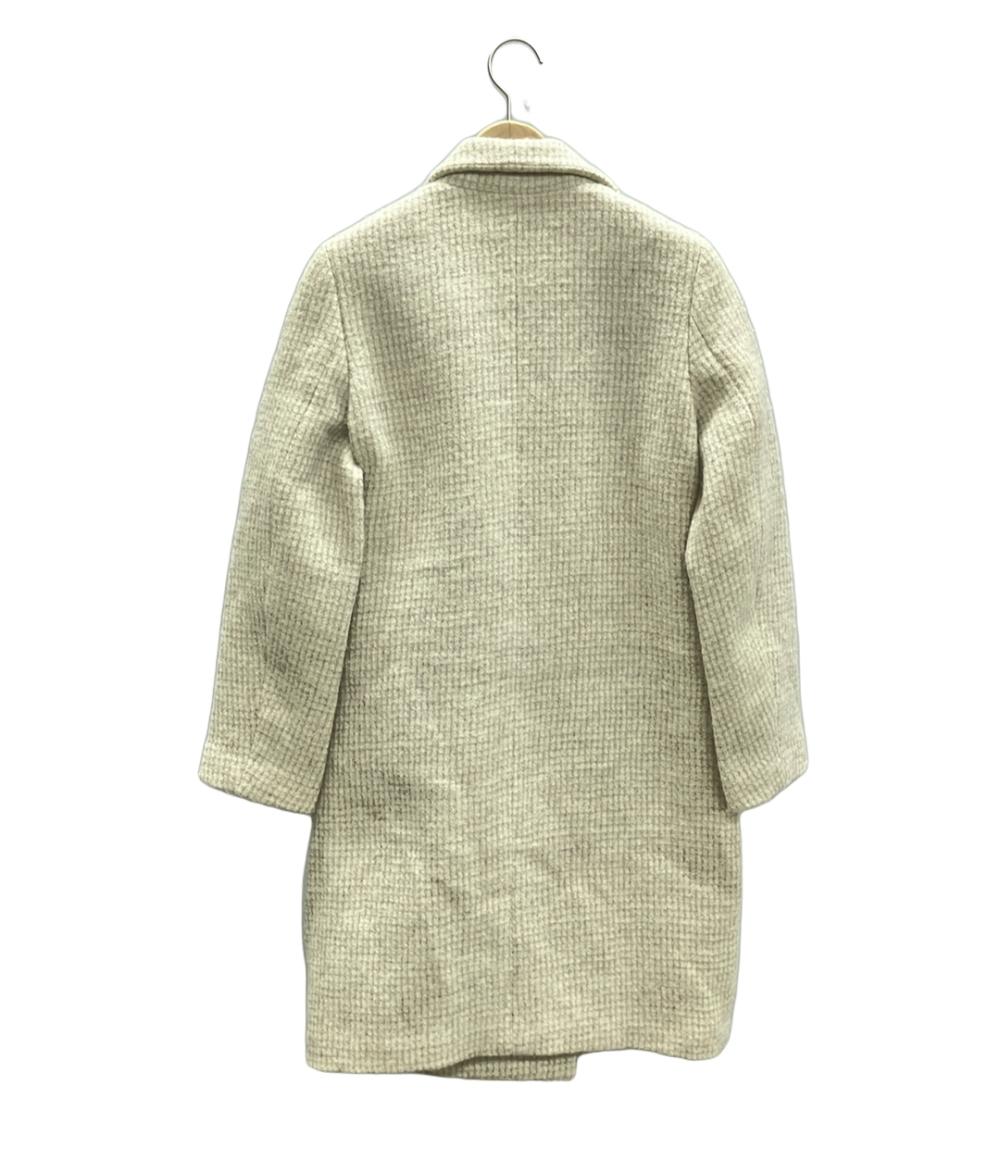 美品 ドゥーズィエムクラス ウールアルパカチェック柄ハーフコート 