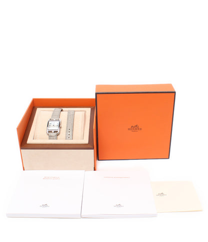 HERMES 腕時計 ドゥブルトゥール アリゲーターマット ケープコッド クオーツ シルバー CC1.210c レディース エルメス