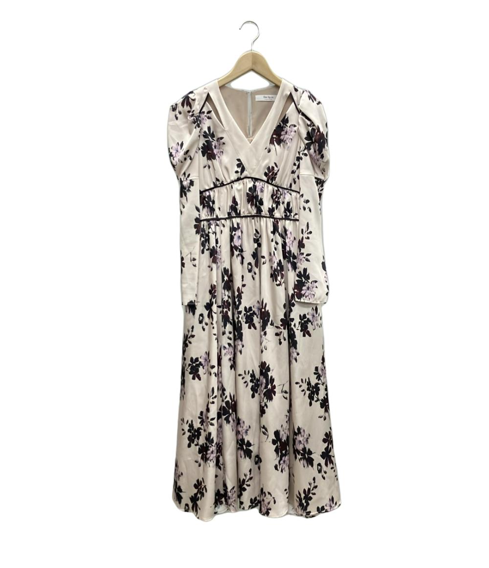 美品 ハーリップトゥ 花柄オフショルダー長袖フレアロングワンピース レディース SIZE S Her lip to