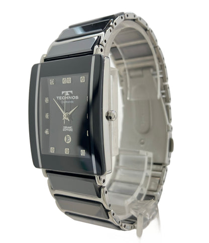 TECHNOS 腕時計 クオーツ ブラック T1048 メンズ テクノス