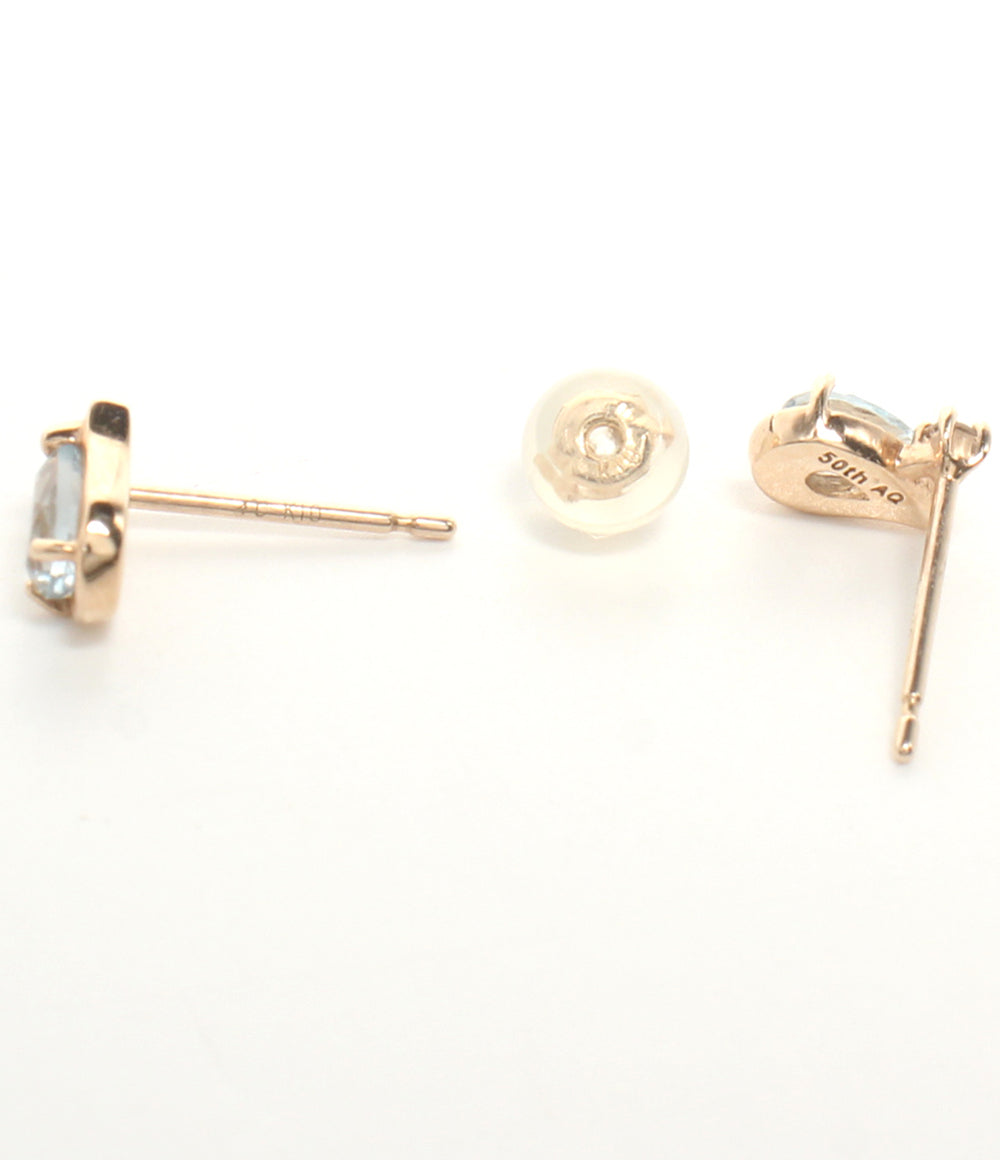 美品 4℃ ピアス K10 アクアマリン ダイヤ トルマリンマルチカラー ラインストーン 4点セット レディース ヨンドシー