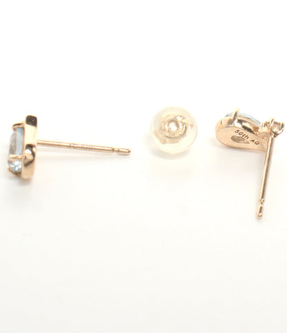 美品 4℃ ピアス K10 アクアマリン ダイヤ トルマリンマルチカラー ラインストーン 4点セット レディース ヨンドシー