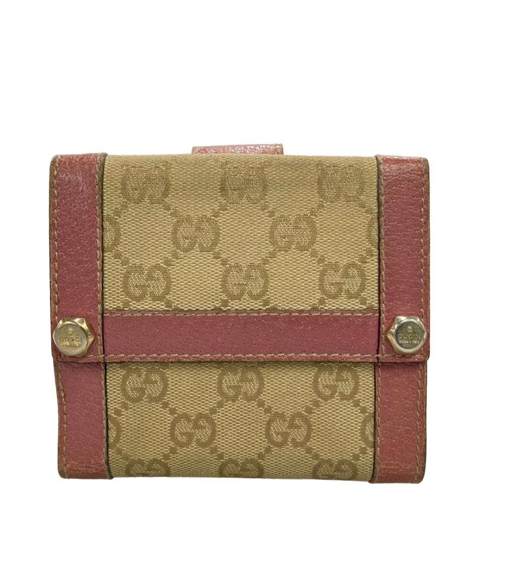 GUCCI ダブルホック 二つ折り財布 レザー GGキャンバス 154117 0416 レディース グッチ