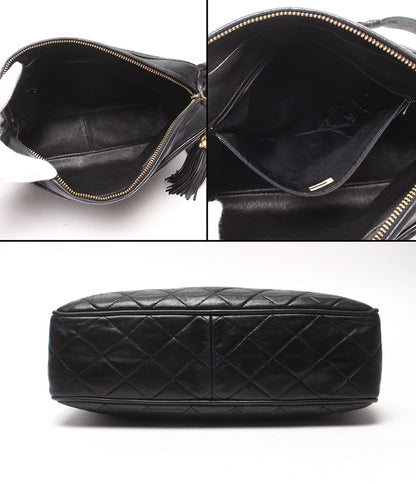 CHANEL ショルダーバッグ ラムスキン ゴールド金具 1番台 斜め掛け マトラッセ レディース シャネル