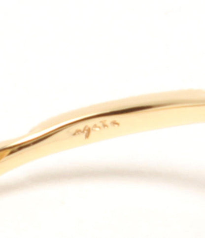 美品 agete リング 指輪 K14 水晶 クォーツ ダイヤ 0.012ct レディース SIZE 11号 アガット