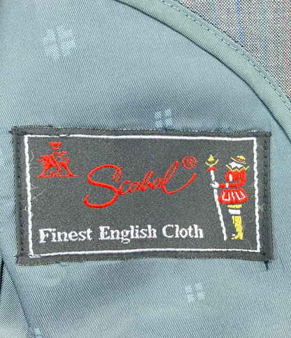 美品 スキャバル ウール混ストライプ柄テーラードジャケット ショルダーパッド メンズ SIZE 92AB3 Scabal