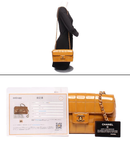 CHANEL チェーンショルダーバッグ 肩掛け ゴールド金具 シングルチェーン シングルフラップ 6番台 チョコバー レディース シャネル