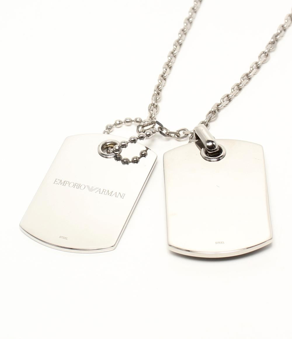 美品 Emporio Armani ネックレス ドッグタグ ロゴ メンズ エンポリオ・アルマーニ