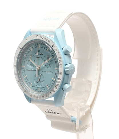 美品 Swatch OMEGA 腕時計 MISSION TO URANUS MOONSWATCH クオーツ ブルー メンズ スウォッチ オメガ
