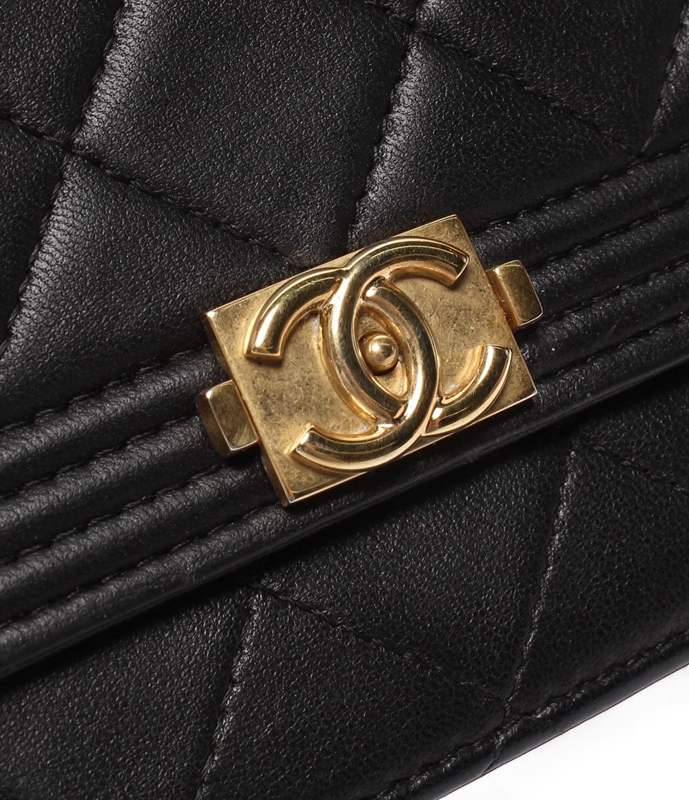 美品 CHANEL チェーンウォレット ショルダーバッグ 財布 ラムスキン