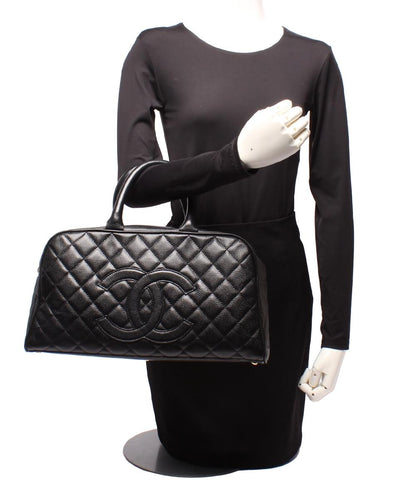 CHANEL ミニボストンバッグ ハンドバッグ マトラッセ ココマーク キャビアスキン ゴールド金具 レディース シャネル