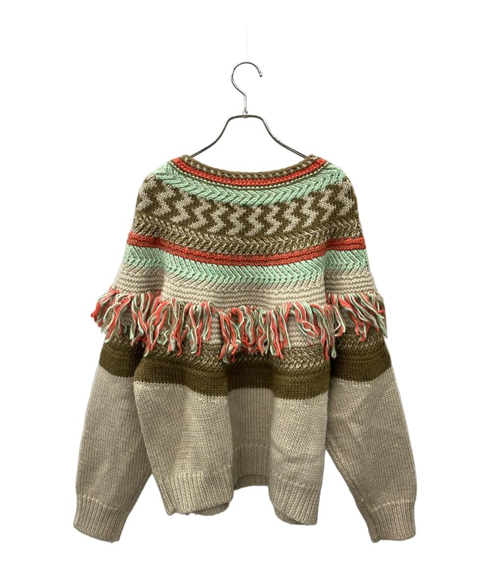 BEARDSLEY 長袖 ニット ジャガードフリンジニット BEZ1032505A0004 レディース SIZE F (M) ビアズリー