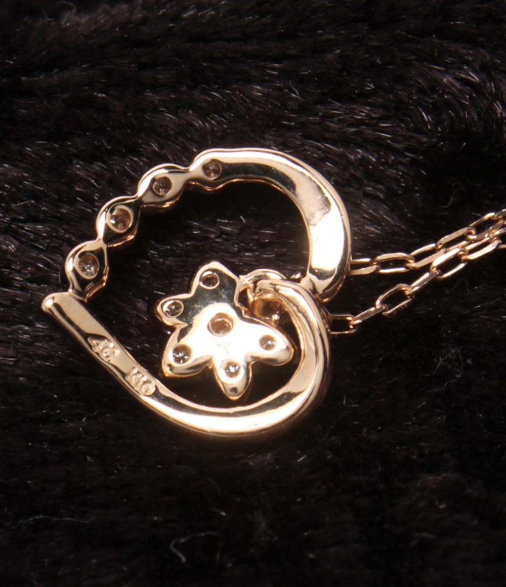 美品 ヨンドシー ネックレス K10 ダイヤ ハートモチーフ 2013 レディース 4℃