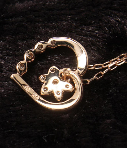 美品 ヨンドシー ネックレス K10 ダイヤ ハートモチーフ 2013 レディース 4℃