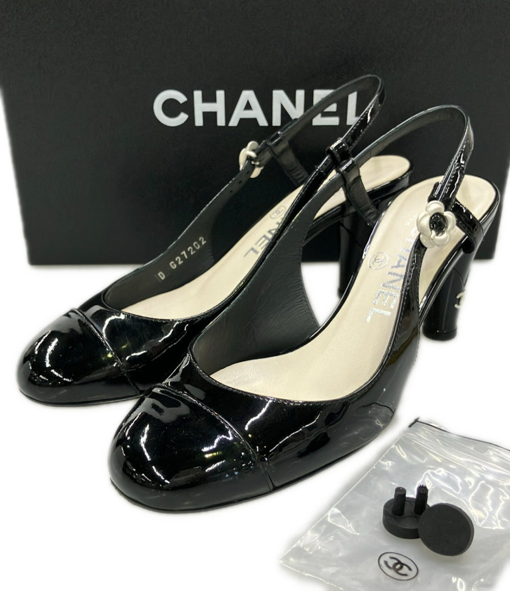 CHANEL バックストラップパンプス  パテントカメリア G27202 レディース SIZE 35.5 シャネル