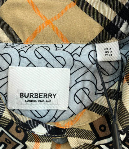 美品 BURBERRY 長袖シャツ モノグラム タツノオトシゴ 8024587 レディース SIZE 36 (S) バーバリー