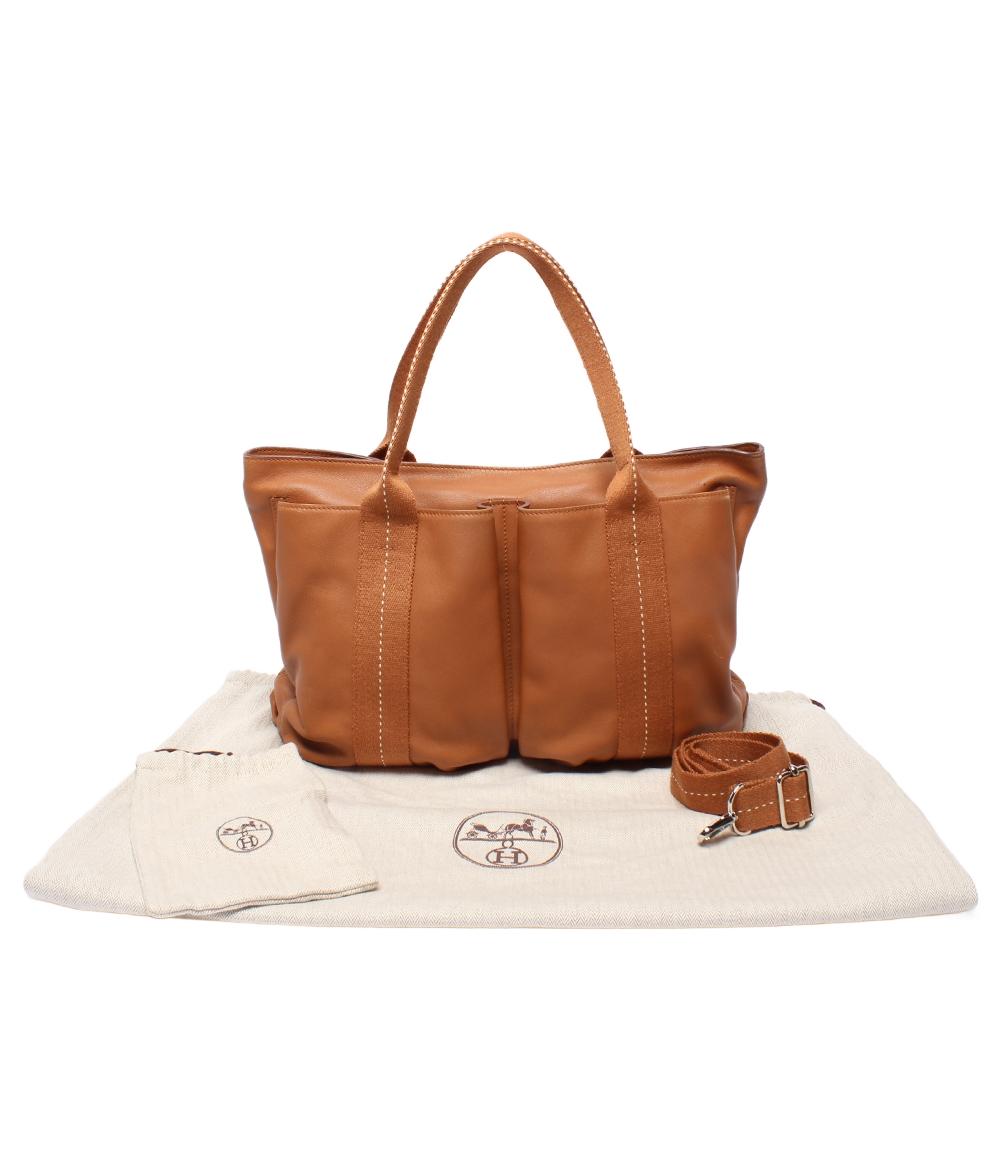 HERMES 2WAYトートバッグ ショルダーバッグ 肩掛け □M刻印 シルバー