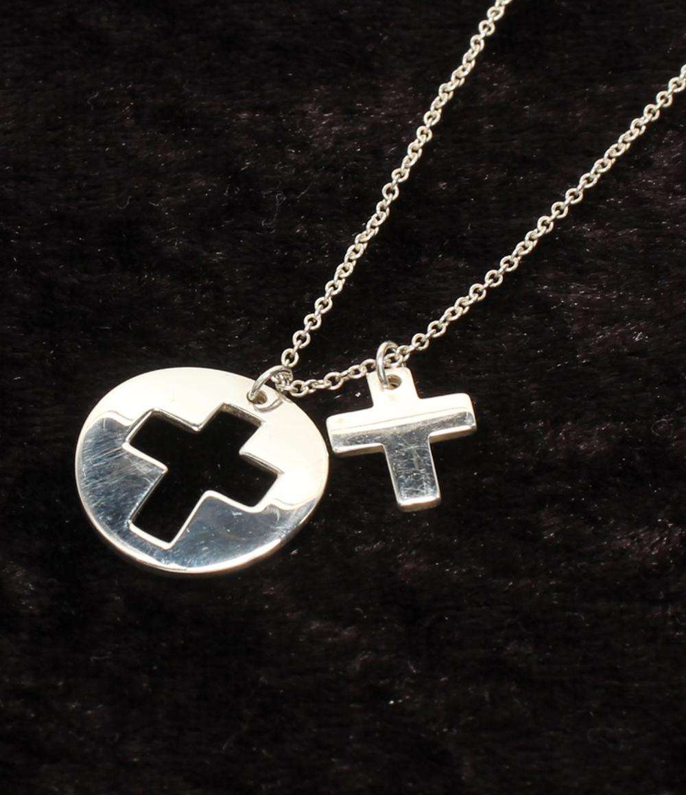 美品 ティファニー ネックレス SV925 ラウンド クロス レディース TIFFANY&Co.