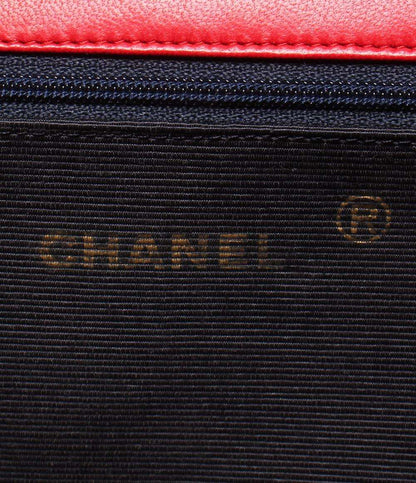 訳あり CHANEL チェーンショルダーバッグ ラムスキン シングルフラップ バイアスステッチ ゴールド金具 肩掛け レディース シャネル