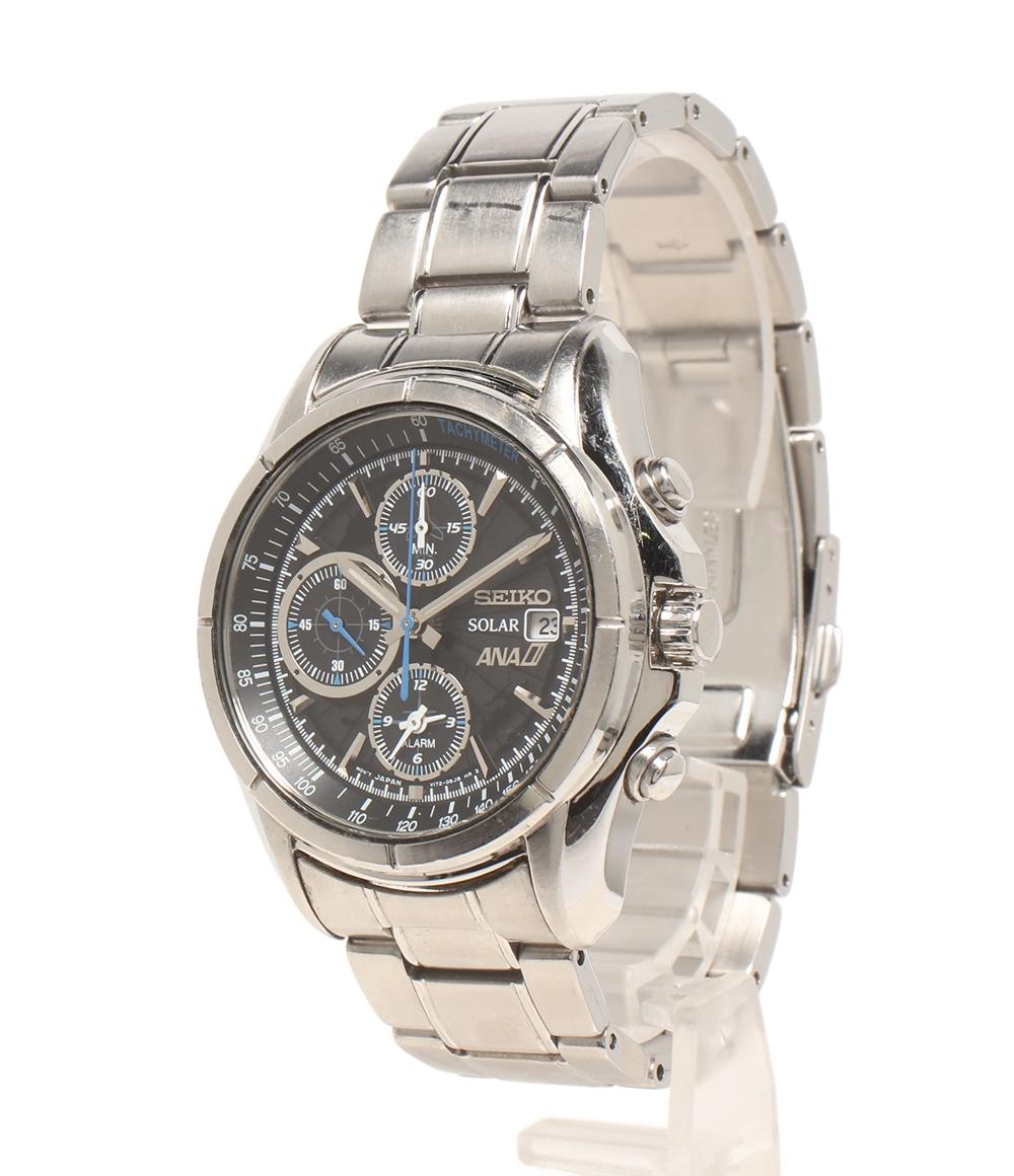 SEIKO 腕時計 ANA限定モデル ソーラー ブラック系 V172-0BA0 メンズ セイコー