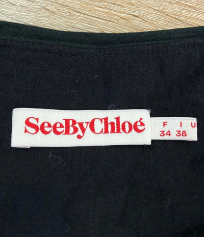 SEE BY CHLOE 半袖ワンピース ドッキング 袖リボン LVA4301 レディース SIZE 38 (S) シーバイクロエ