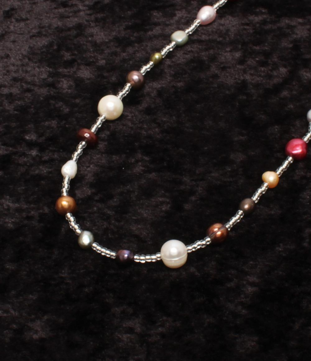 ロングネックレス 淡水マルチカラーパール レディース