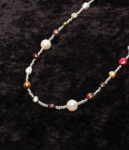 ロングネックレス 淡水マルチカラーパール レディース