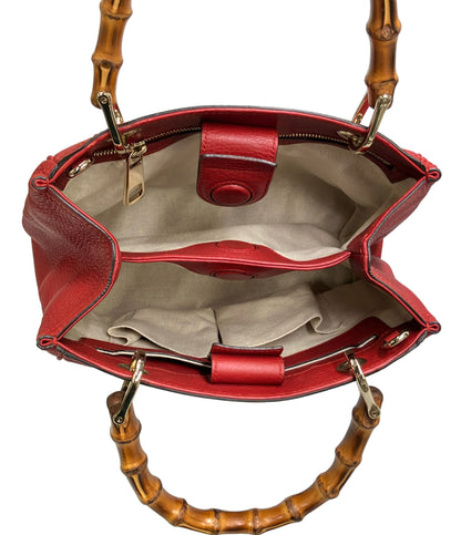 美品 GUCCI ハンドバッグ ショルダーバッグ 2WAY 斜め掛け レザー バンブー 336032 520981 レディース グッチ