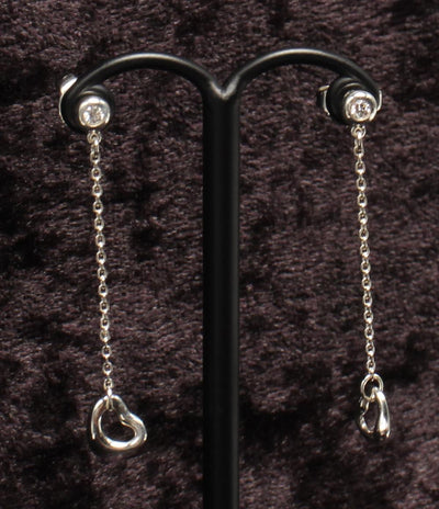 美品 ティファニー ピアス SV925 オープンハート ダイヤ ドロップ エルサ ペレッティ レディース TIFFANY&Co.