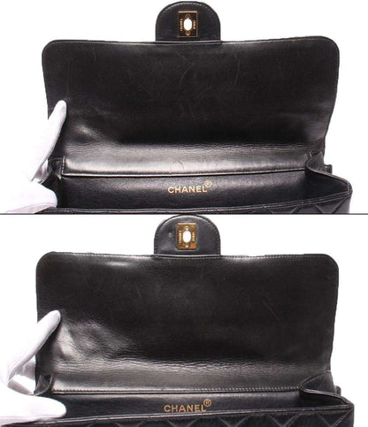 CHANEL チェーンショルダーバッグ 4番台 ダブルチェーン ダブルフェイス ラムスキン ゴールド金具 肩掛け デカマトラッセ レディース シャネル