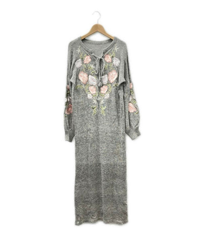 グレースコンチネンタル フラワー刺繍ニットワンピース レディース SIZE 36 (XS) GRACE CONTINENTAL