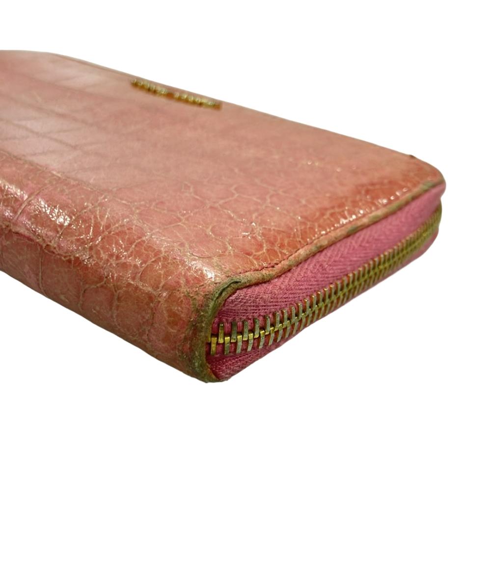 Miu Miu ラウンドファスナー長財布 クロコ型押し レディース ミュウ ミュウ