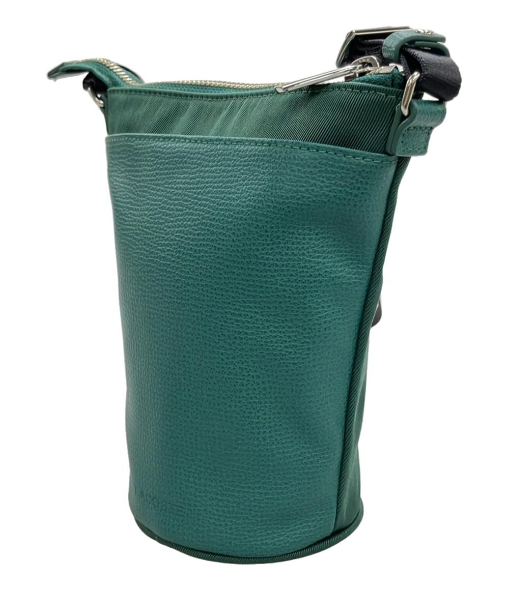 美品 LACOSTE ショルダーバッグ ペットボトルポーチ 斜め掛け ナイロン 牛革 メンズ ラコステ