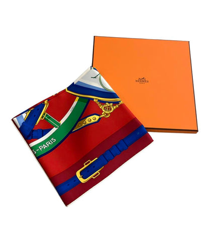 美品 エルメス スカーフ カレ90 シルク100% 自由への車輪 En Roue Libre レディース HERMES