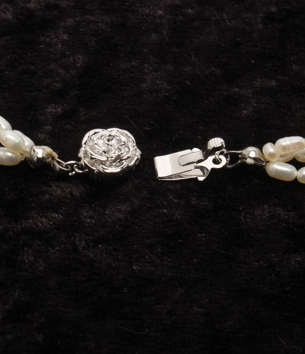 美品 3連ネックレス SV 淡水パール レディース